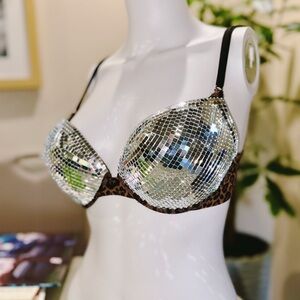 Disco Bra | Leopard Bra with Real Glass Mirror Tiles
